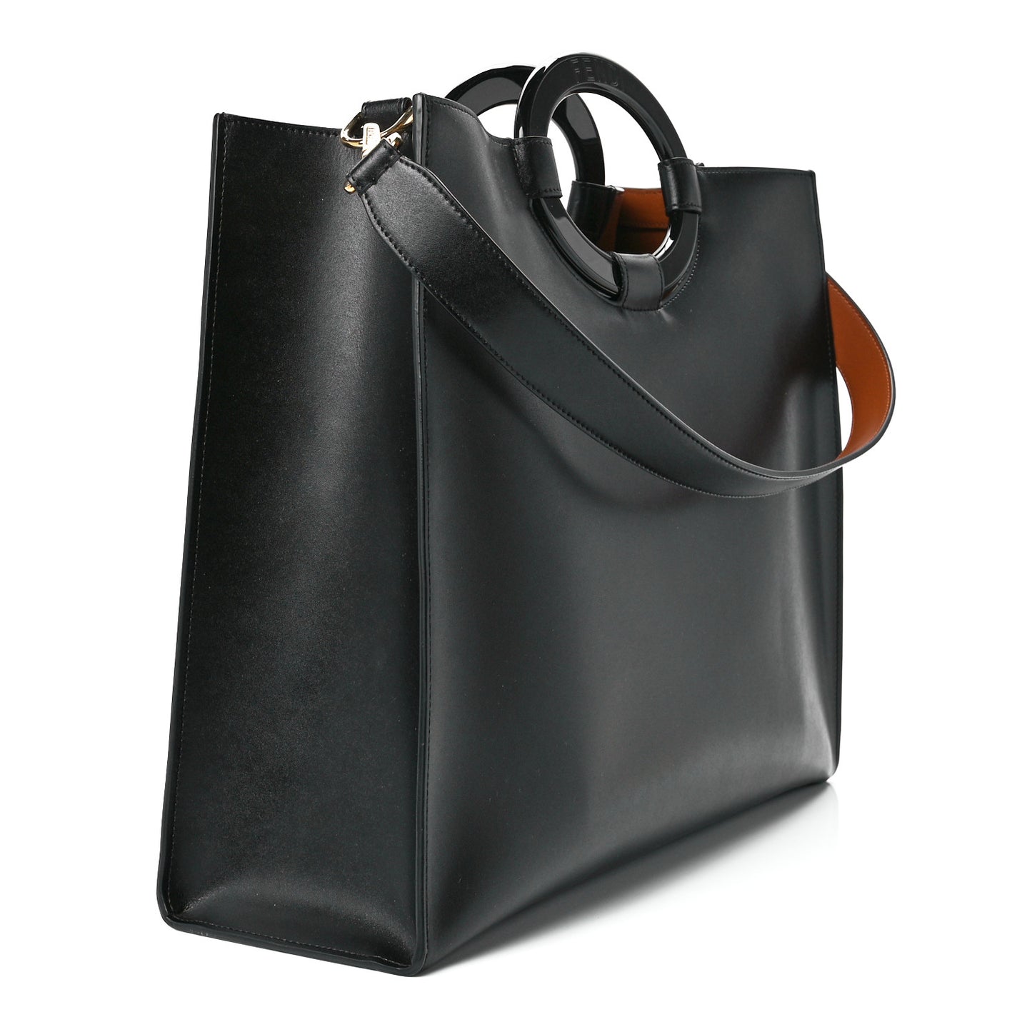 Vitello Liberty Plexiglass Stamp Patch Perforated Medium Runaway Shopper Tote Black