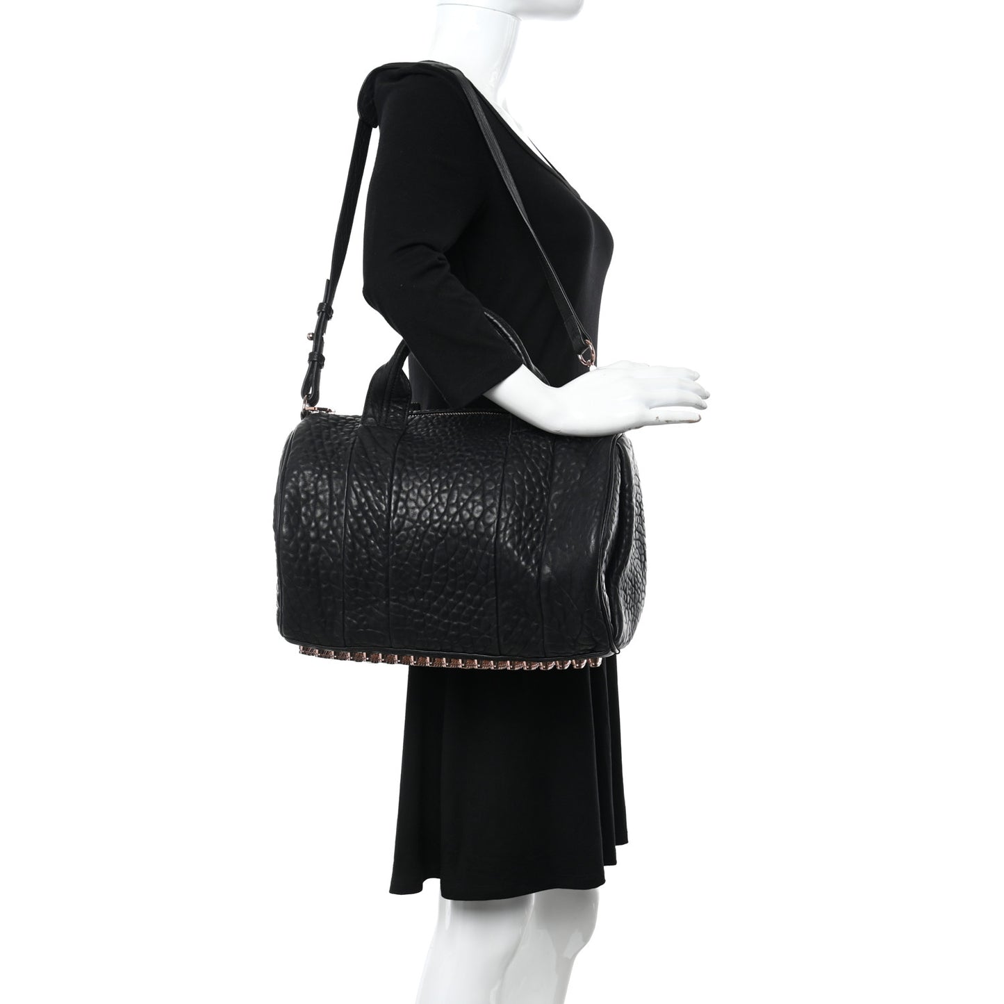 Pebbled Lambskin Rocco Black Rose Gold Hardware