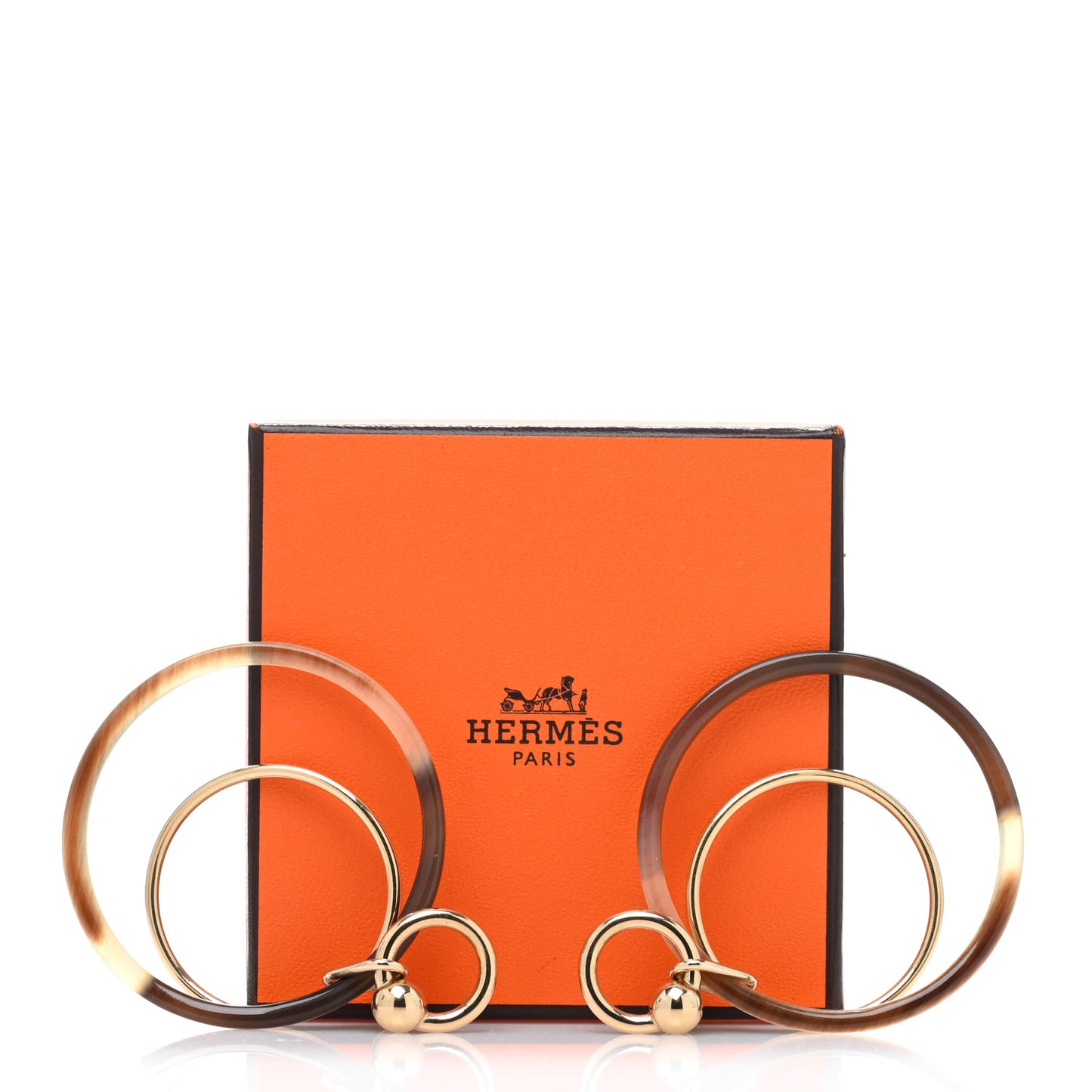Permabrass Buffalo Horn Wood Amulette Hoop Earrings