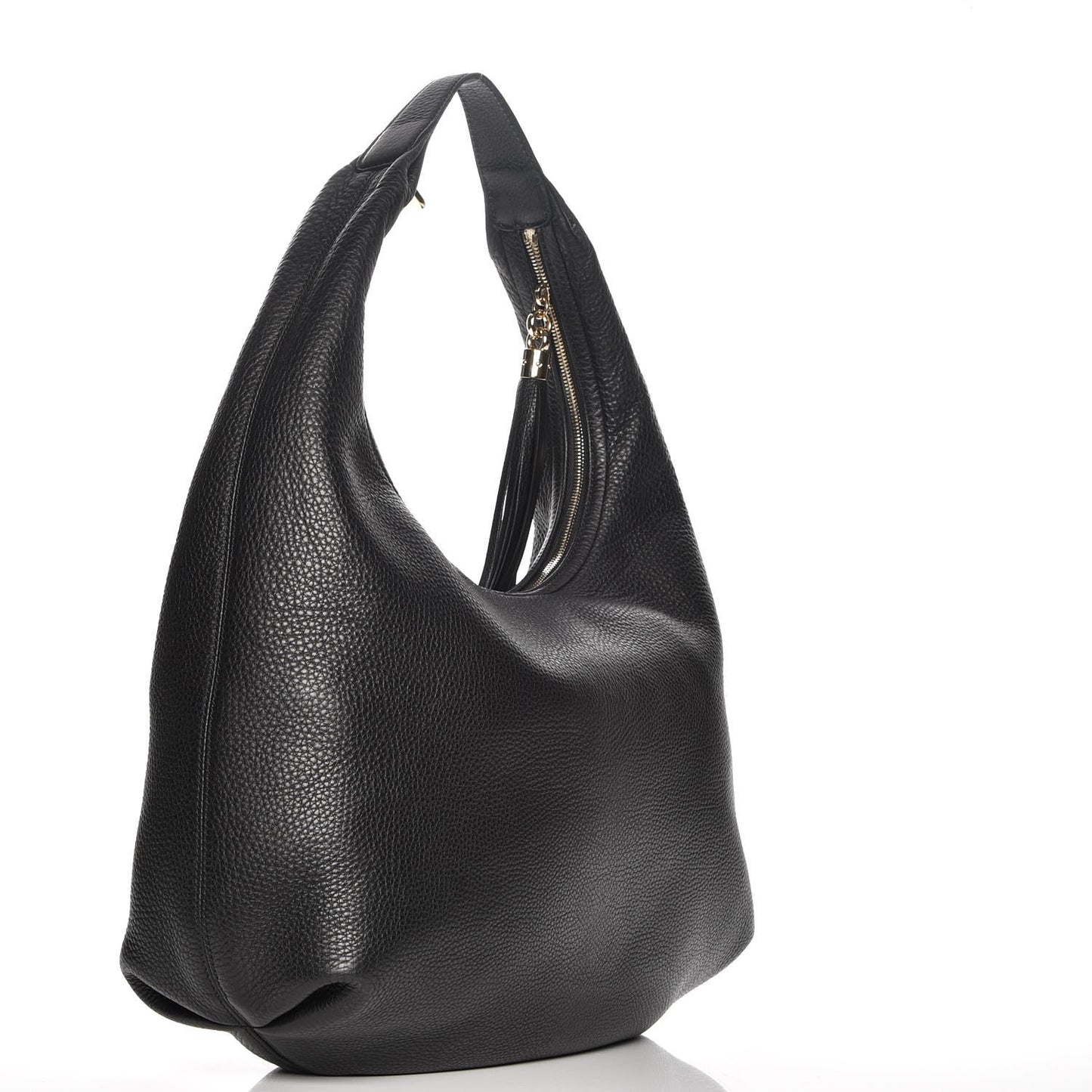 Pebbled Calfskin Large Soho Hobo Black