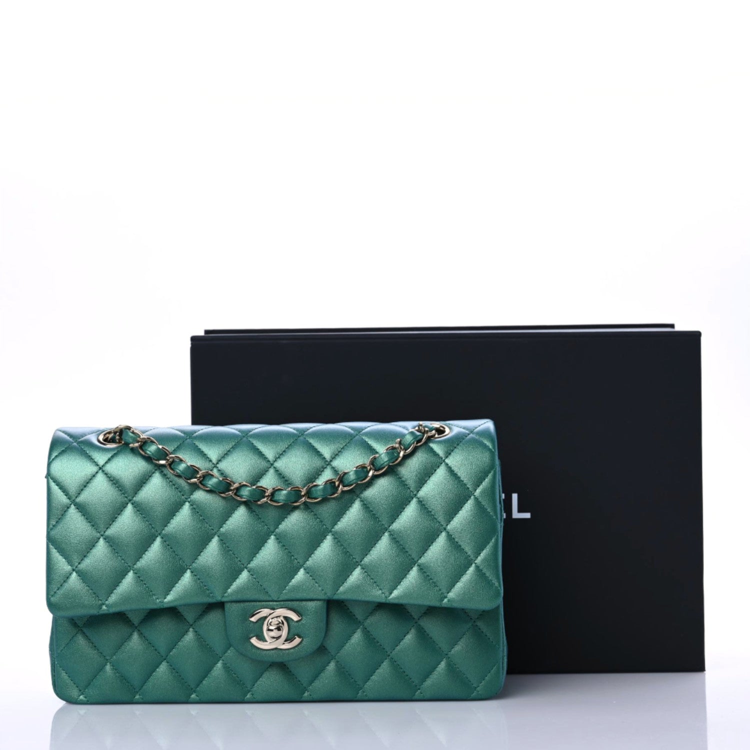 Chanel Iridescent Calfskin Quilted Medium Double Flap Green 10 of 10