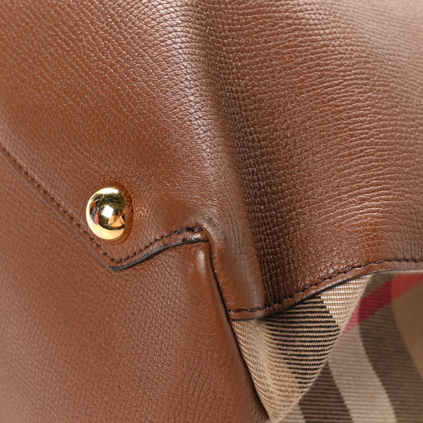Grainy Calfskin House Check Medium Banner Tote Dark Sand