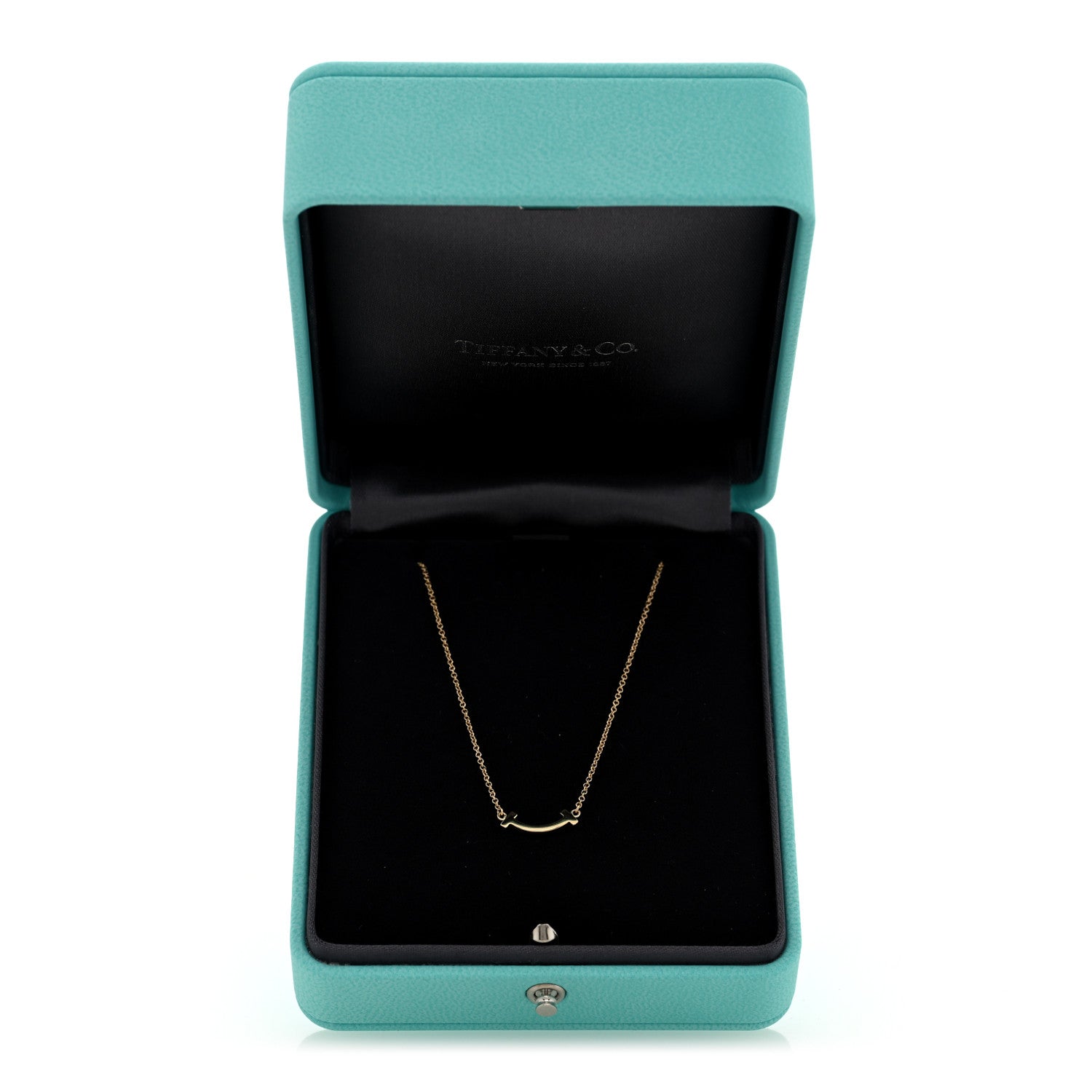 Tiffany 18K Yellow Gold Mini T Smile Pendant Necklace 5 of 5