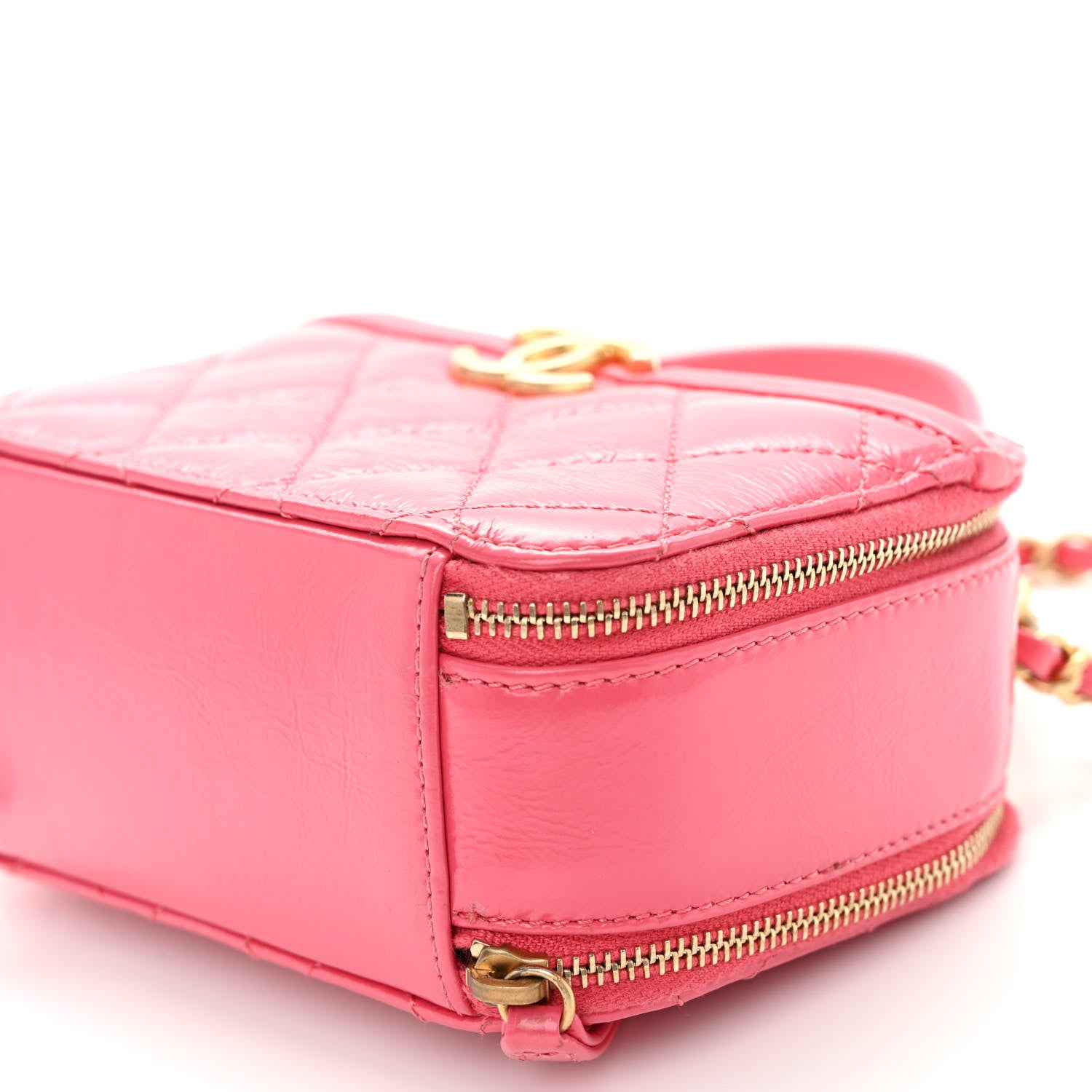 Chanel Glazed Aged Calfskin Quilted Small Top Handle Vanity Case Dark Pink 11 of 11