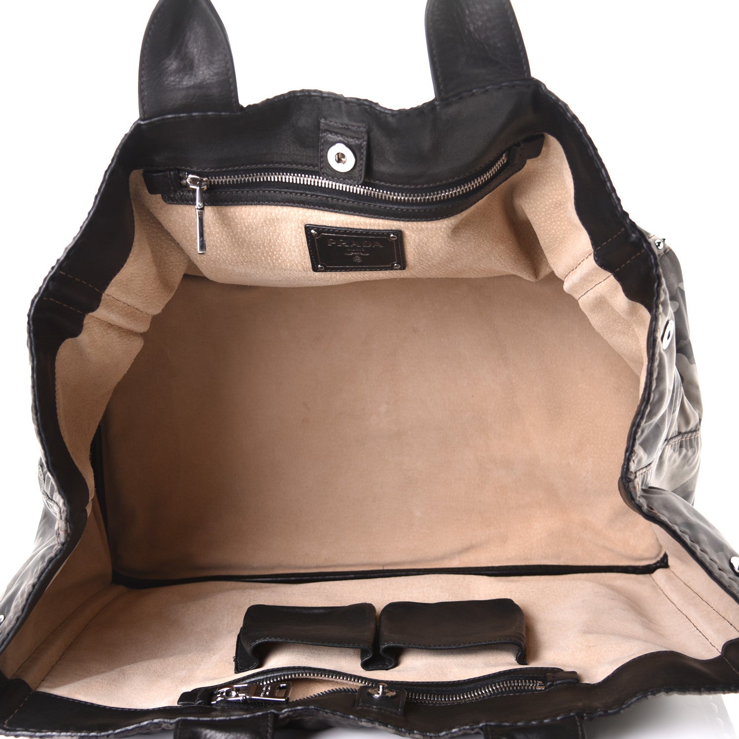 Prada Tessuto Nylon Studded Camouflage Tote Fumo 4 of 6