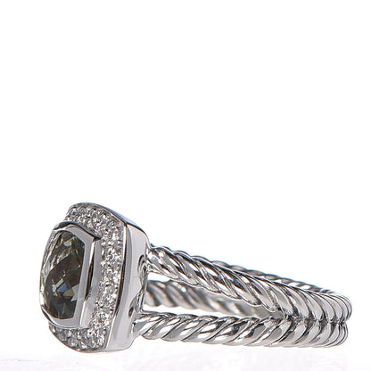 David Yurman Sterling Silver Diamond Prasiolite 7mm Petite Albion Ring 53 6.25 3 of 5