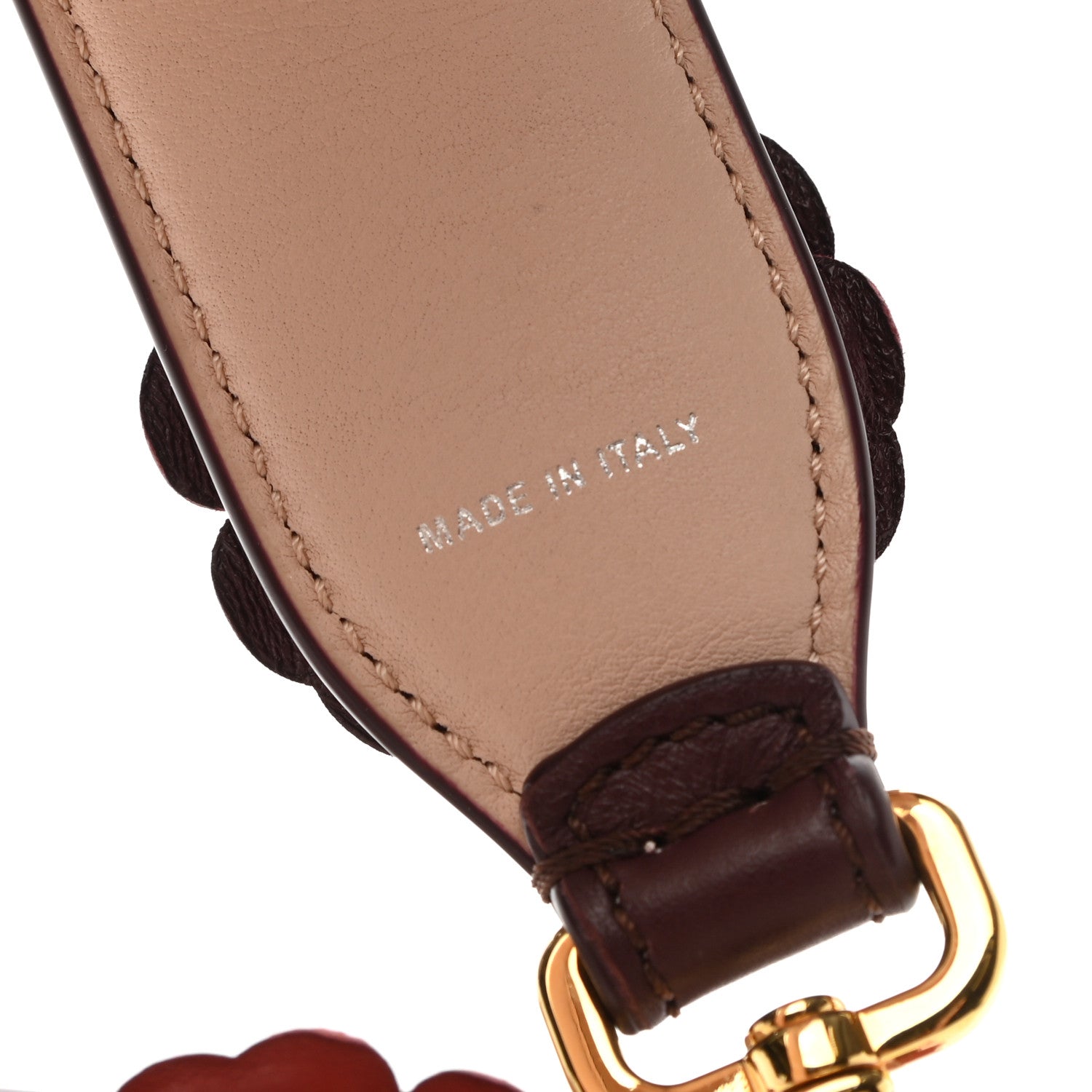 Fendi Vitello Dolce Flowerland Bi-Color Studded Strap You Bordeaux Plaster Multicolor 4 of 5