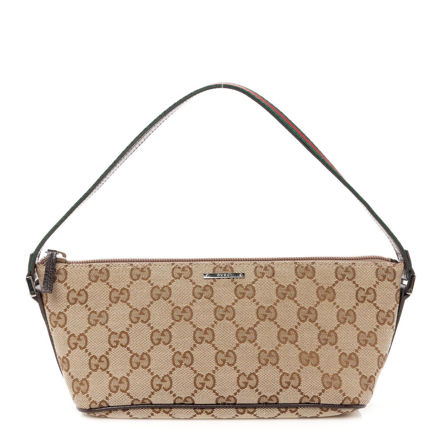Gucci Monogram Web Boat Pochette Brown 1 of 10