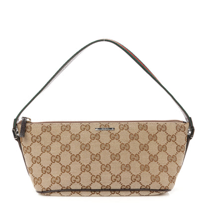 Gucci Monogram Web Boat Pochette Brown 1 of 10