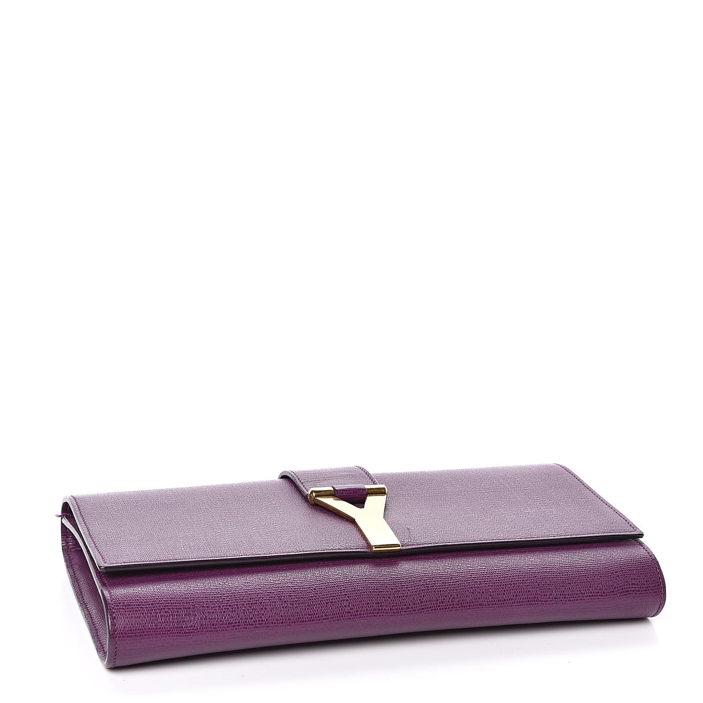 Textured Calfskin Classic Y Ligne Clutch Purple