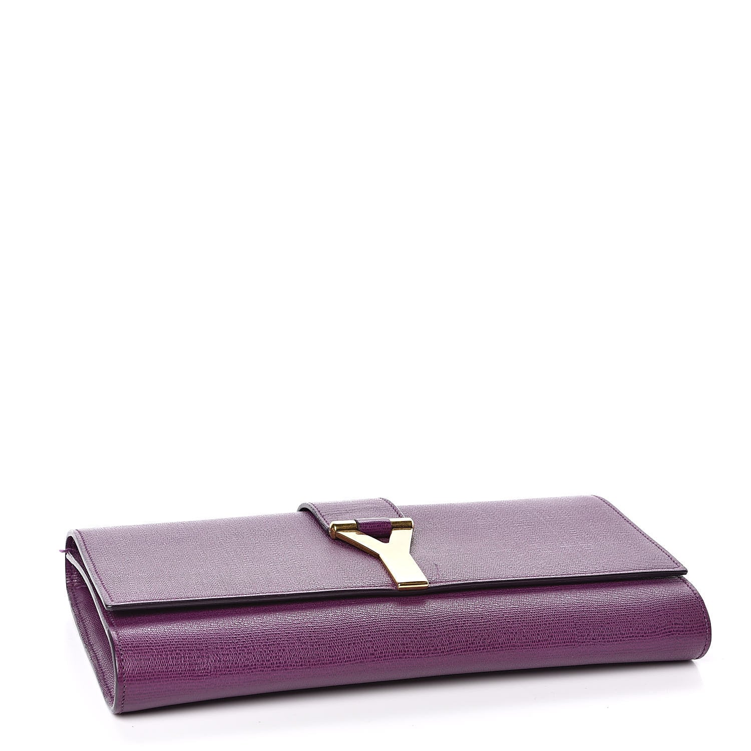 Saint Laurent Textured Calfskin Classic Y Ligne Clutch Purple 4 of 9