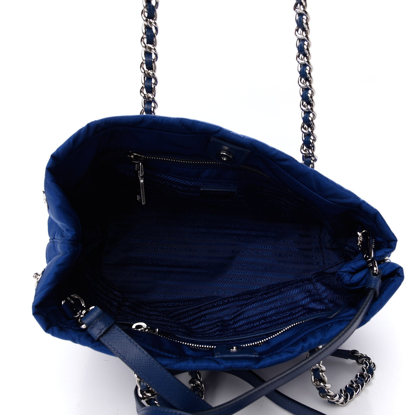 Nylon Tessuto Impuntu Quilted Tote Bluette