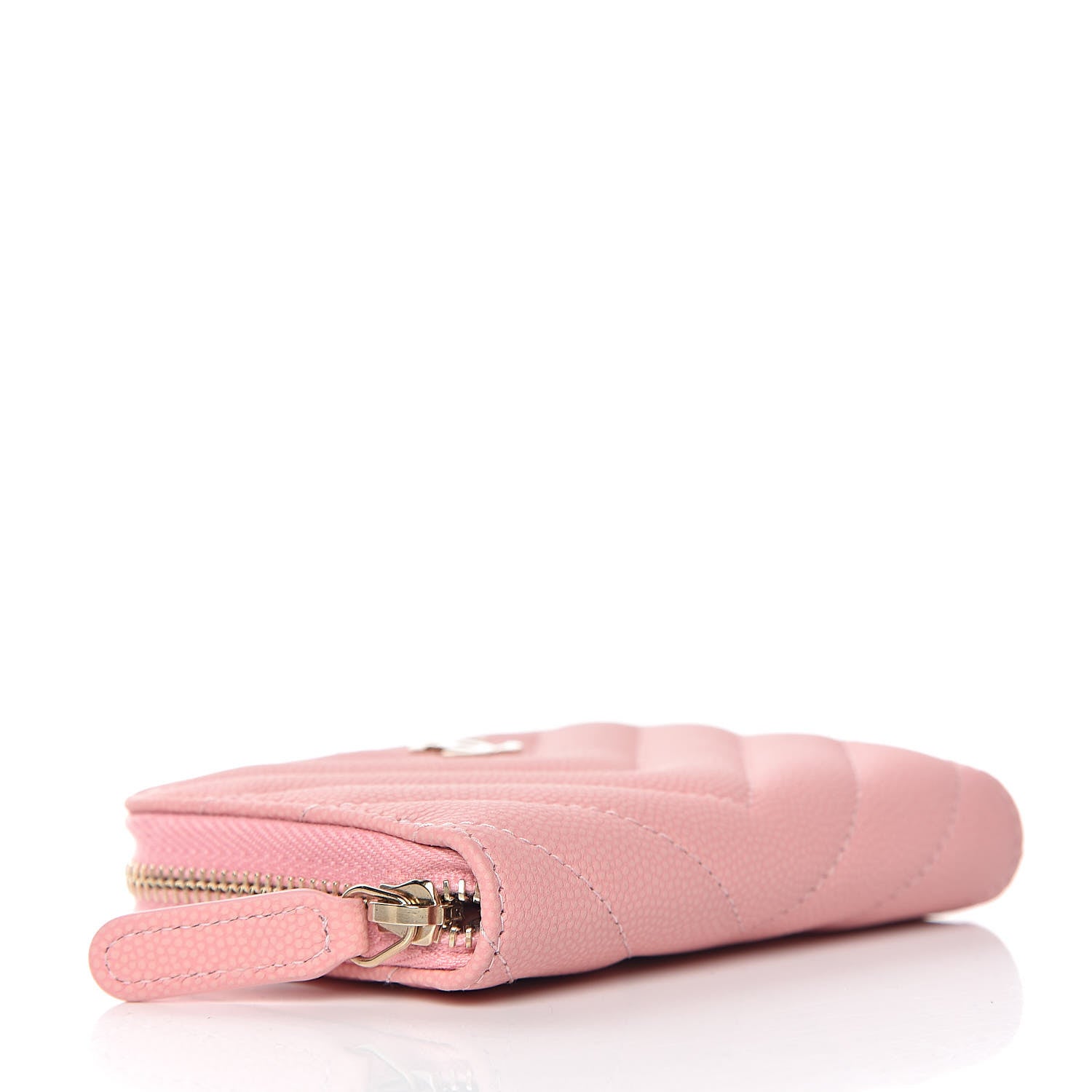 Chanel Iridescent Caviar Chevron Quilted Zip Coin Purse Pink 4 of 7