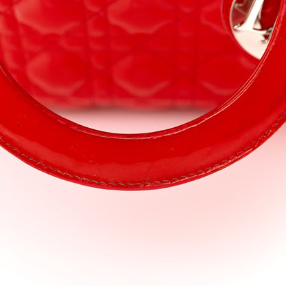 Christian Dior Patent Cannage Whipstitch Medium Lady Dior Red 12 of 14