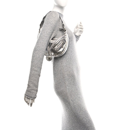 Versace Metallic Calfskin Small Repeat Zip Hobo Silver 2 of 9