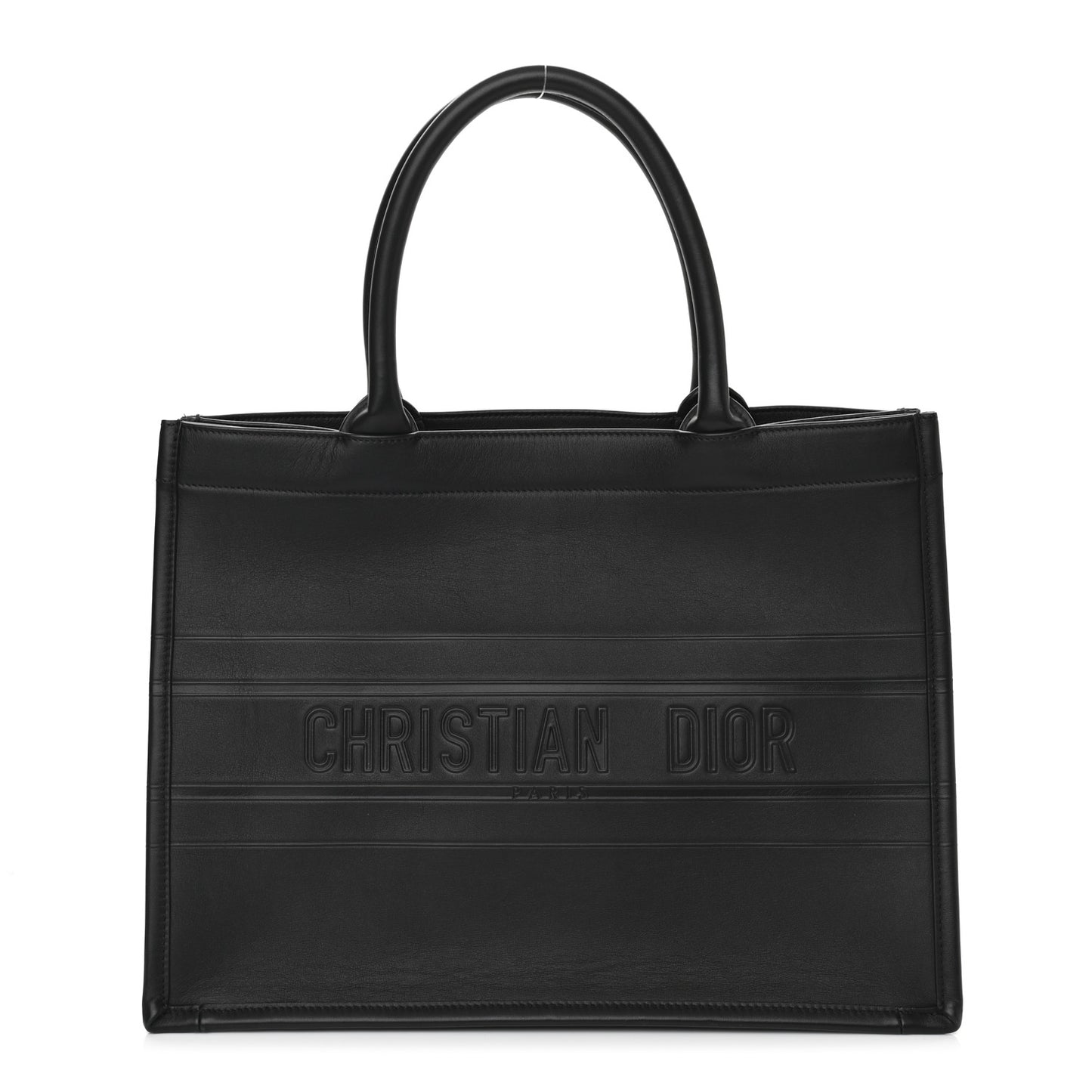 Calfskin Embossed Medium Book Tote Black