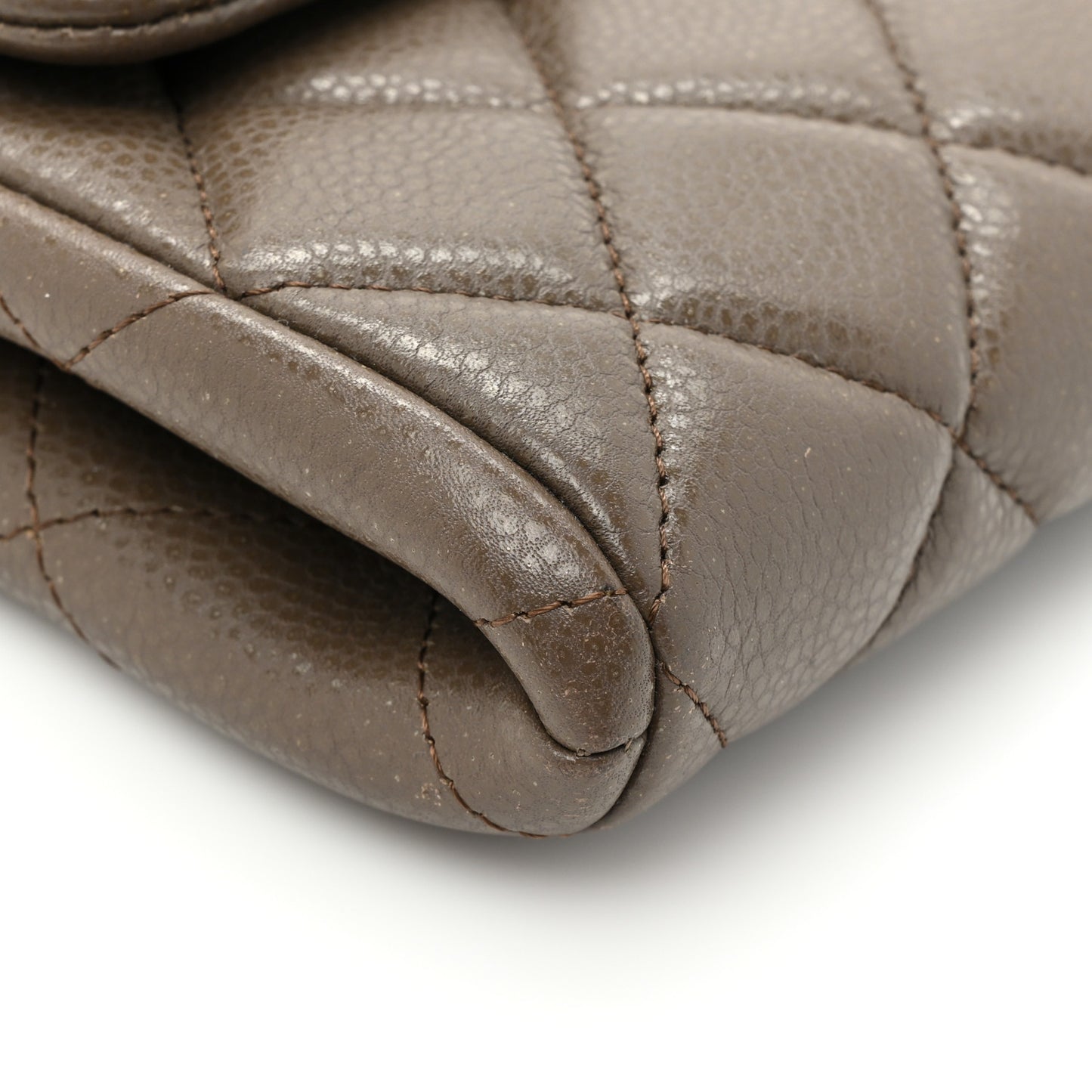 Caviar Quilted Clutch With Chain Flap Brown