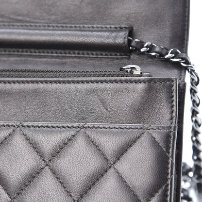 Chanel Iridescent Lambskin Quilted Wallet On Chain WOC Grey 12 of 15