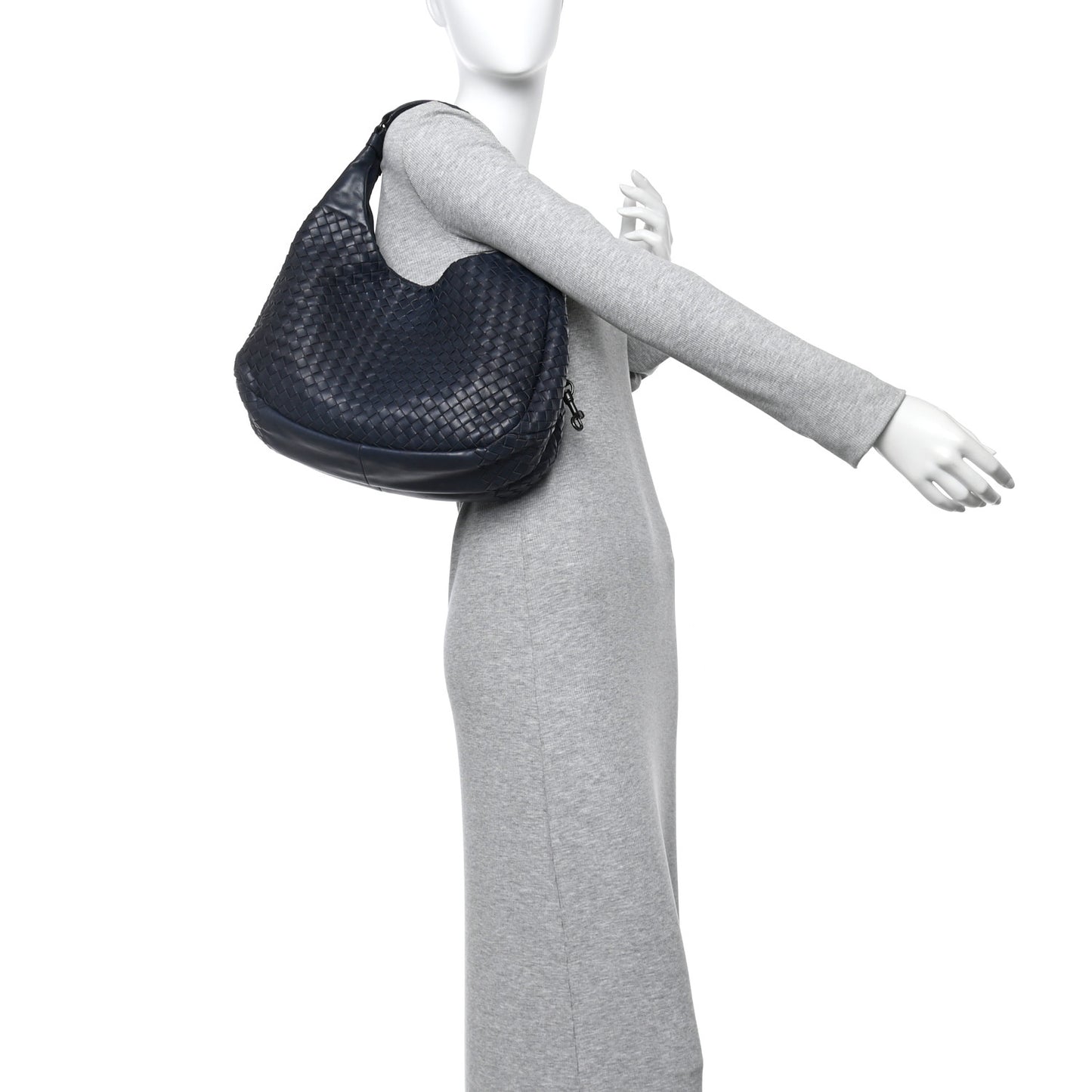 Nappa Intrecciato Medium Campana Hobo Dark Navy
