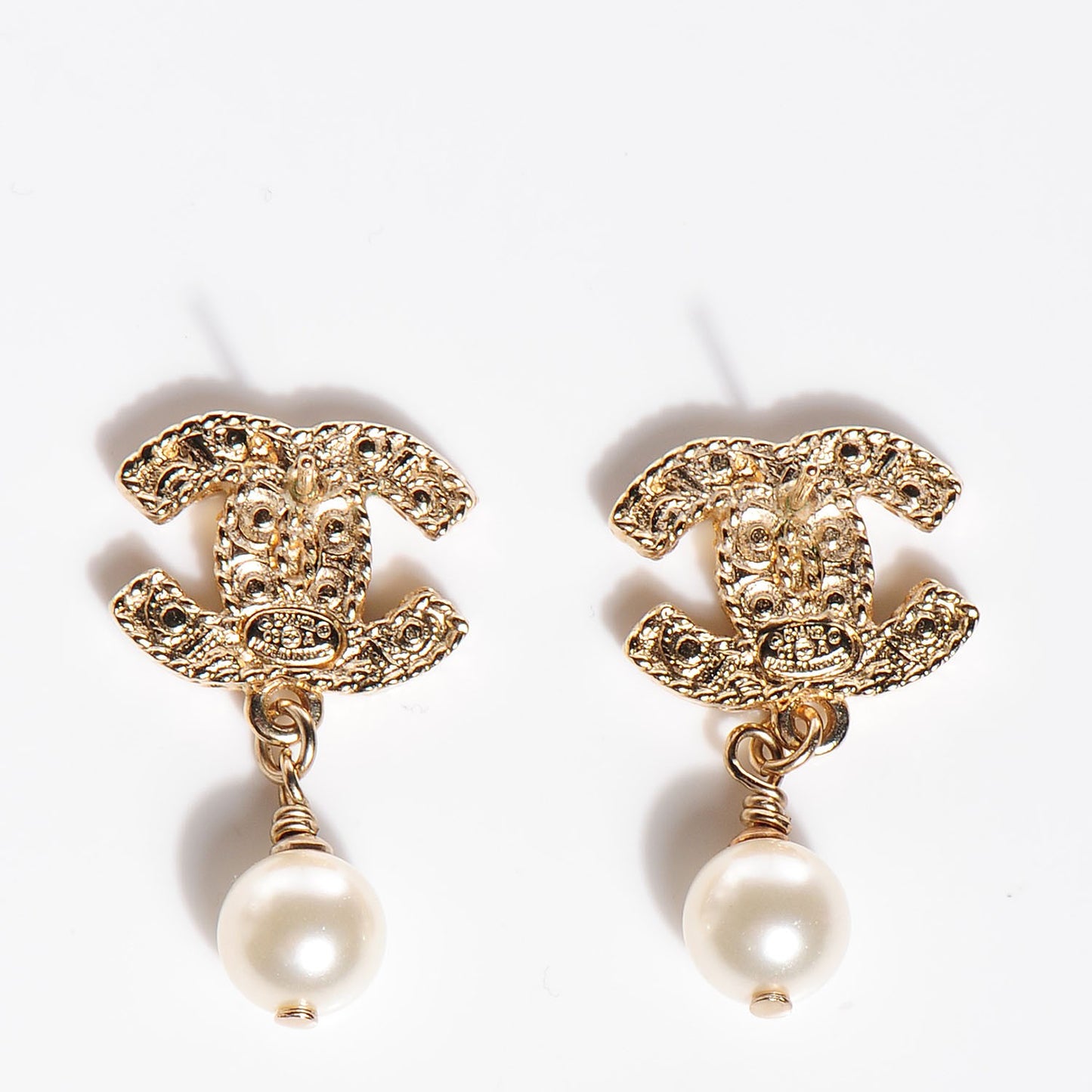 Pearl CC Drop Earrings Gold