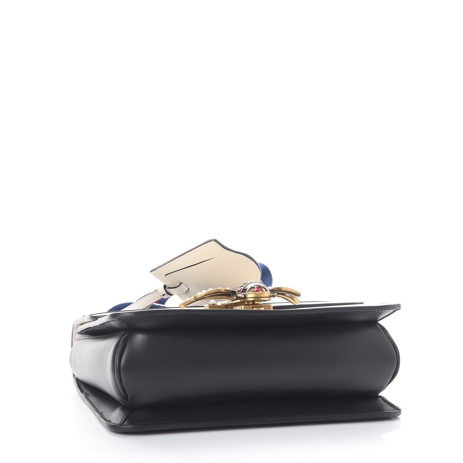 Gucci Calfskin Sylvie Web Queen Margaret Shoulder Bag Mystic White Black 4 of 8