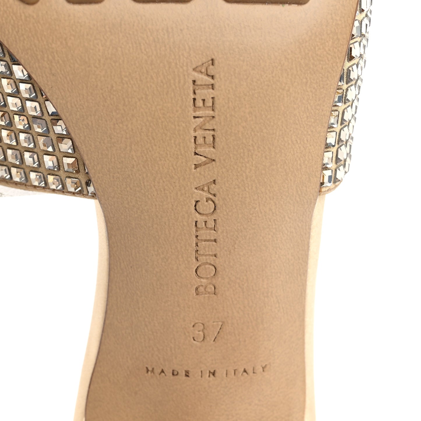 Satin Crystal Embellished Stretch Mule Sandals 37 Cane Sugar