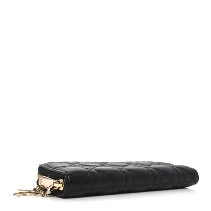 Christian Dior Lambskin Cannage Lady Dior Zip Wallet Black 4 of 6
