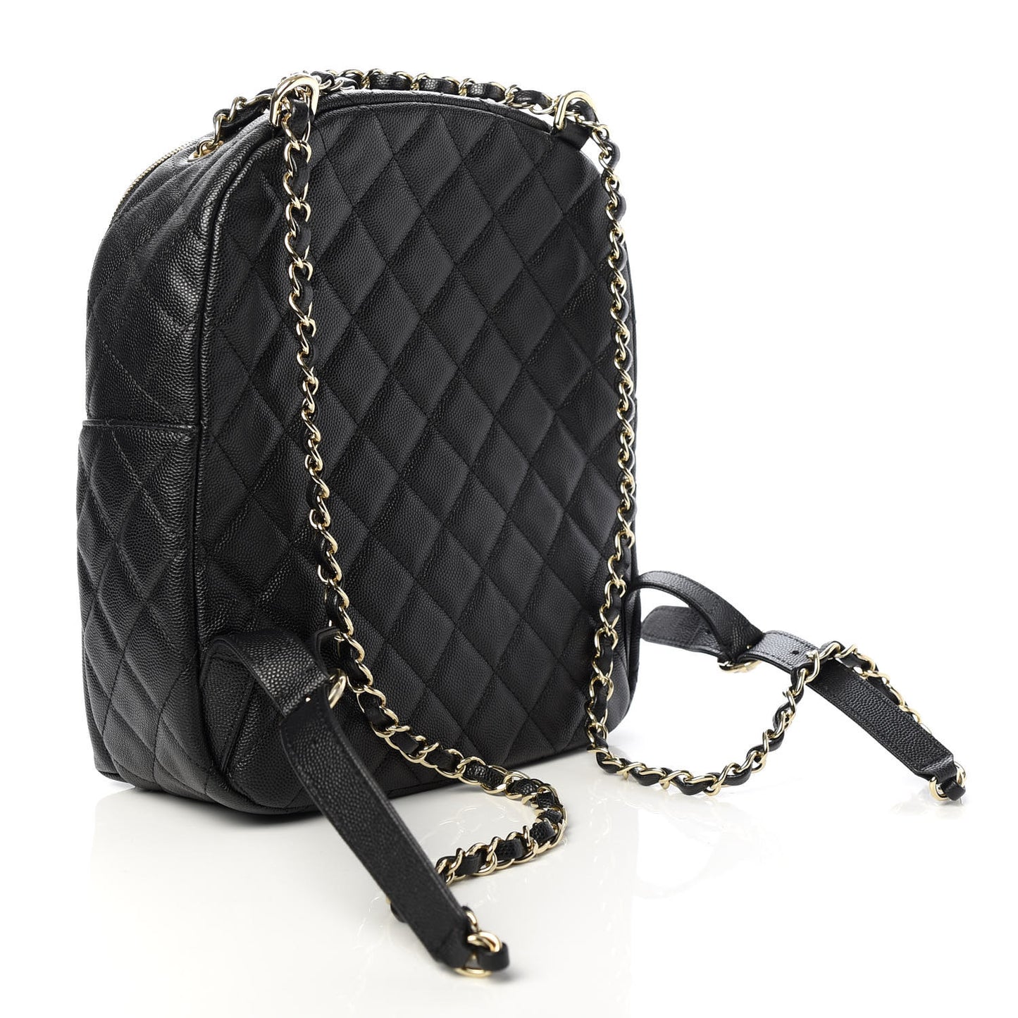 Caviar Quilted Medium Zip Around Backpack Black