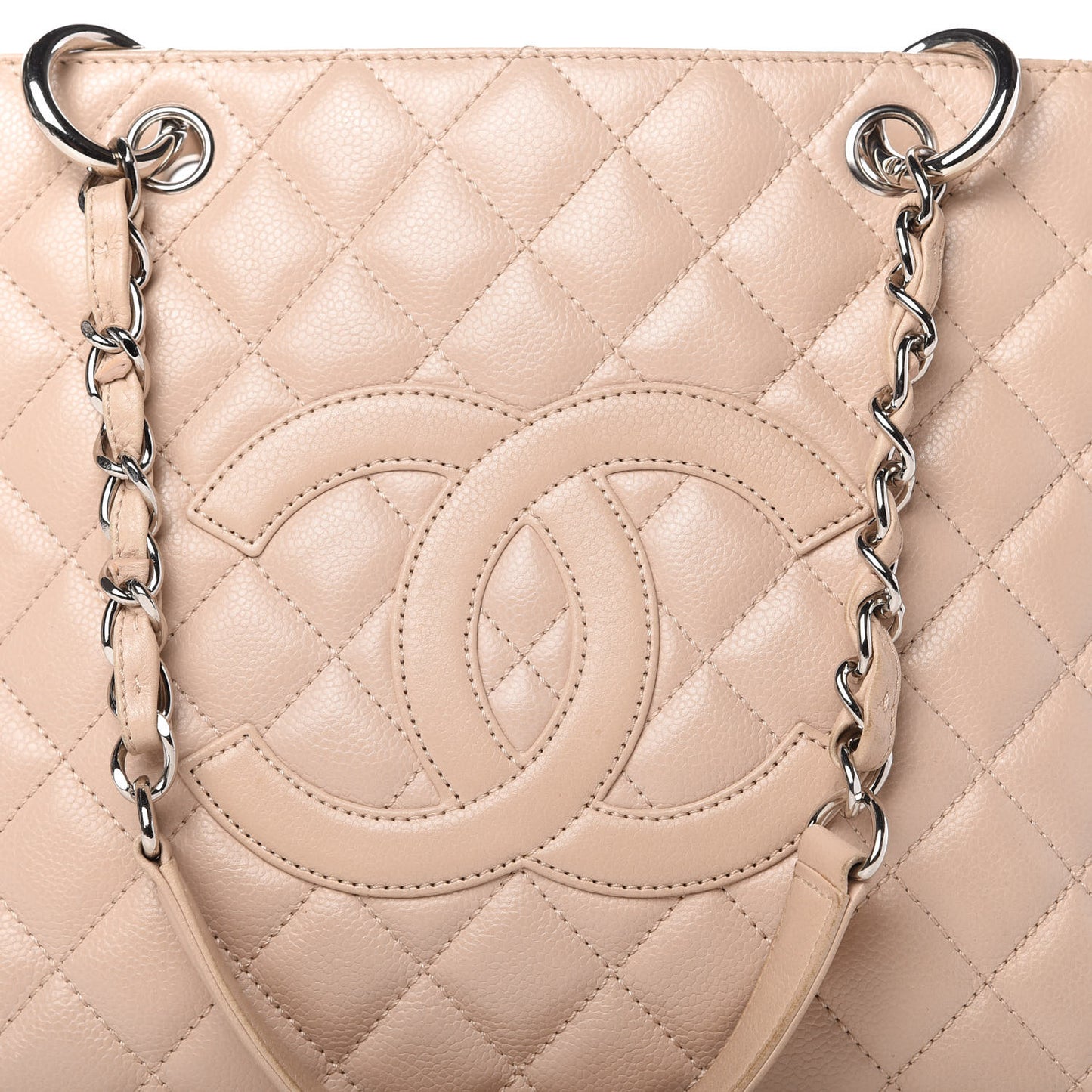 Caviar Quilted Grand Shopping Tote GST Beige Clair