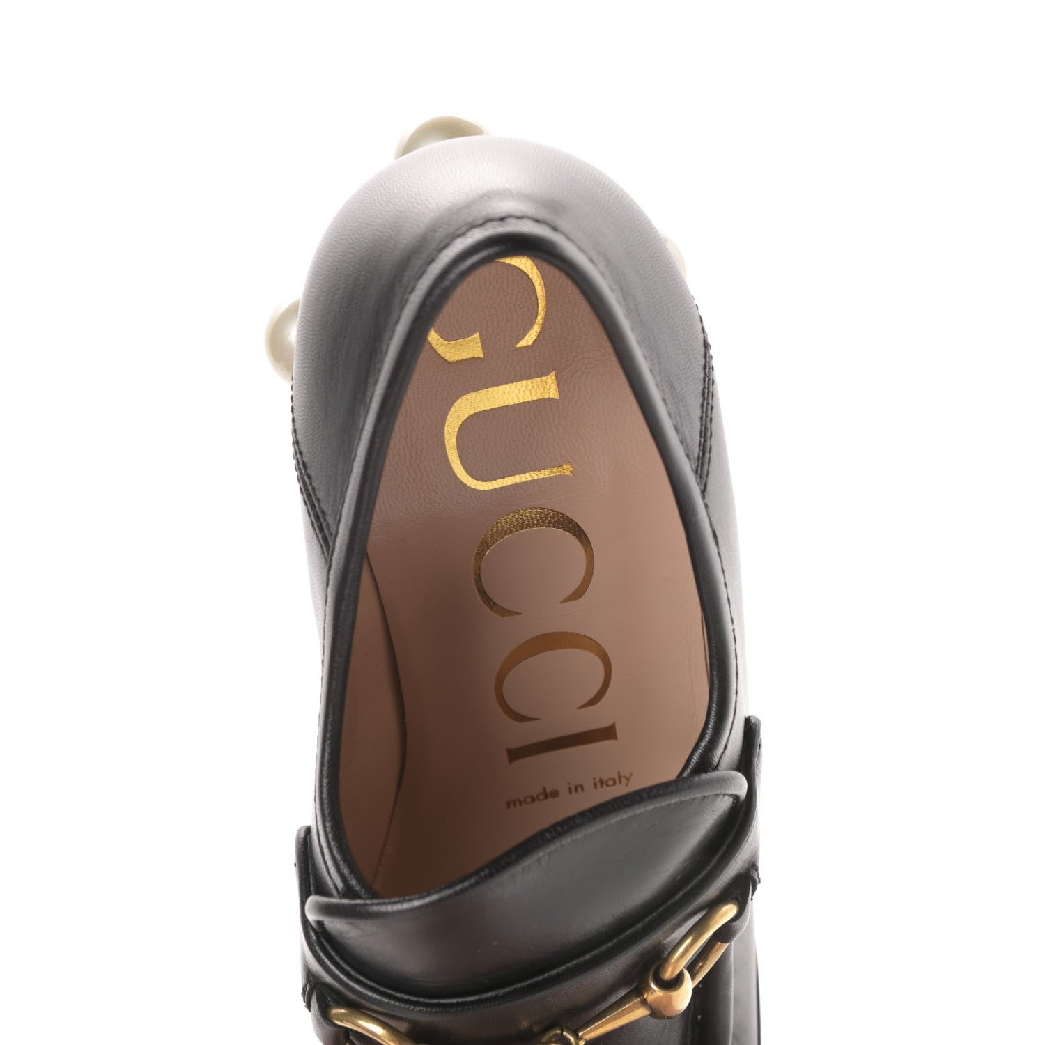 Gucci Malaga Kid Pearl Studded Vegas Platform Loafers 35 Black 7 of 10