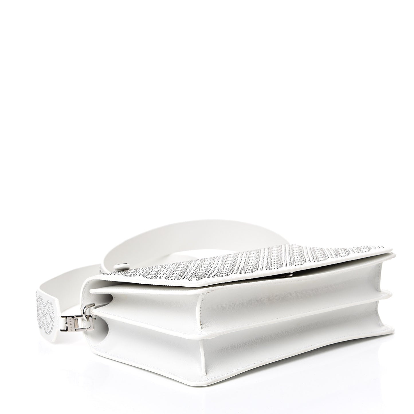 Calfskin Arabesque Studded Medium Franca Crossbody Blanc Optique