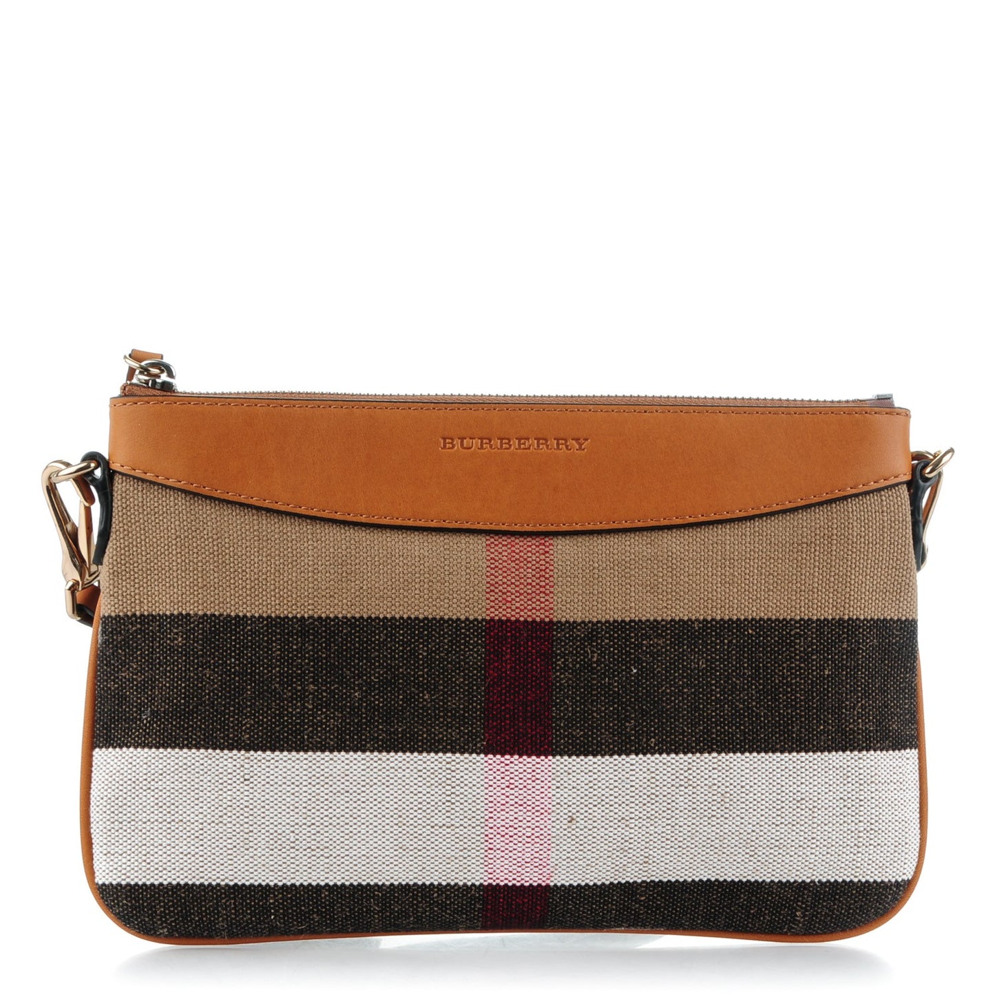 Mega Check Peyton Crossbody Clutch Bag Saddle Brown