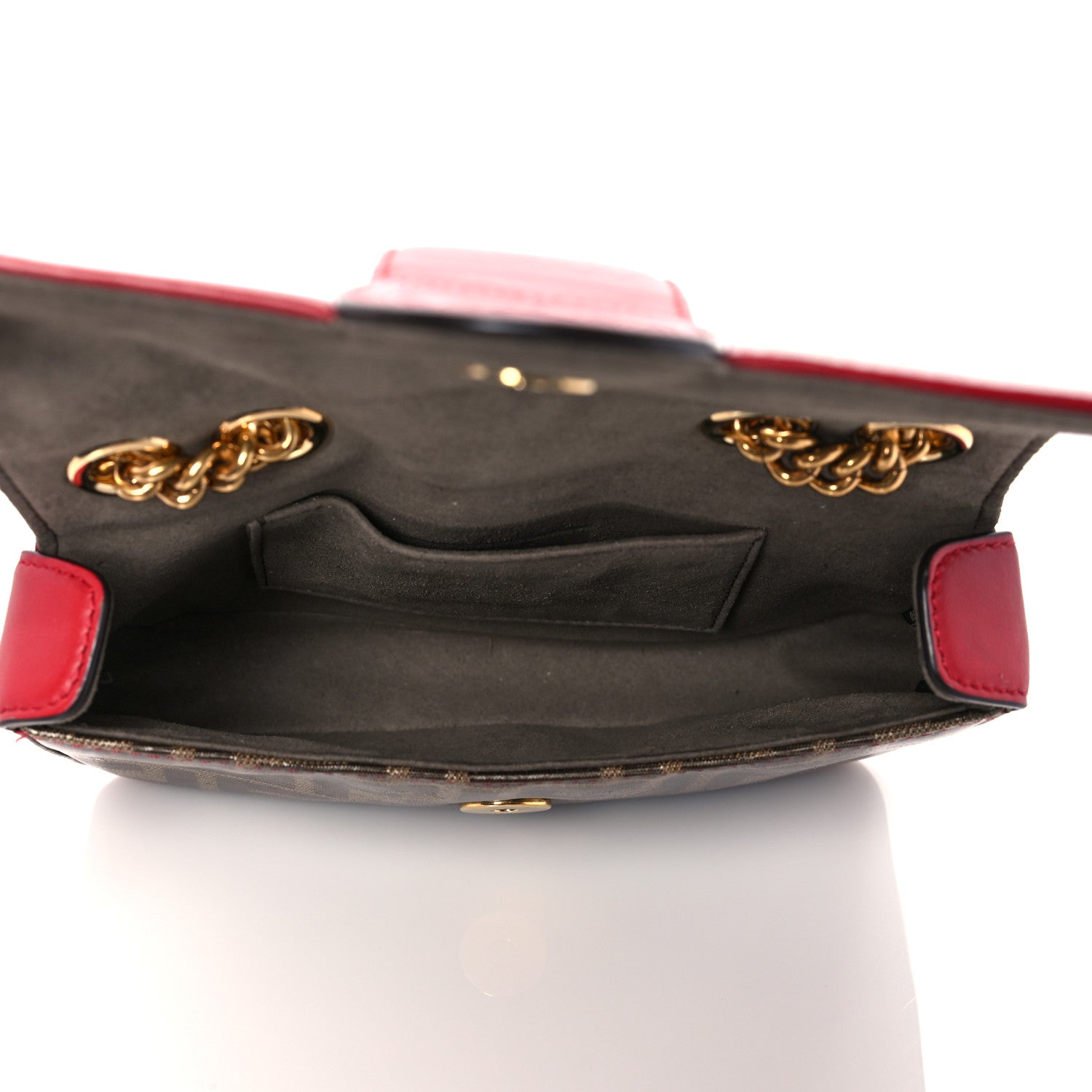 Fendi Glazed Fabric Vitello Century FF 1974 Stamp Patch Mini Double F Crossbody Bag Mogano Panna Fragola 5 of 10
