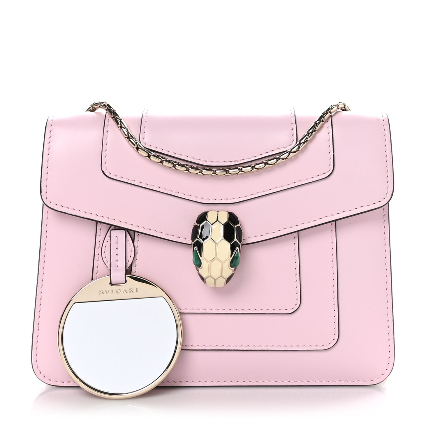 Calfskin Small Serpenti Forever Snake Strap Crossbody Bag Light Pink