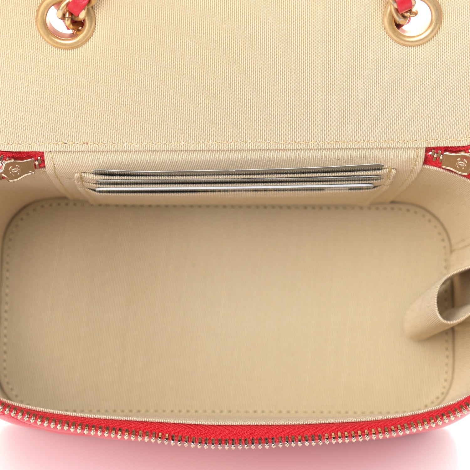 Chanel Lambskin Quilted Pearl Crush Small Vanity Case With Chain Red 5 of 9