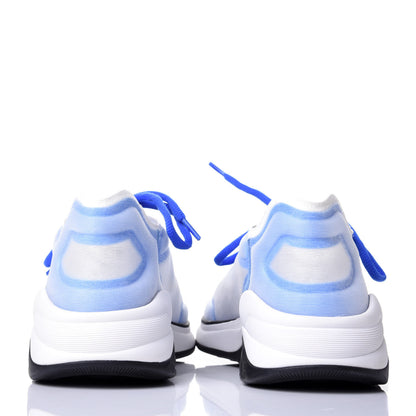 Chanel Calfskin Mesh Lycra Womens Logo Sneakers 41 White Blue 3 of 5
