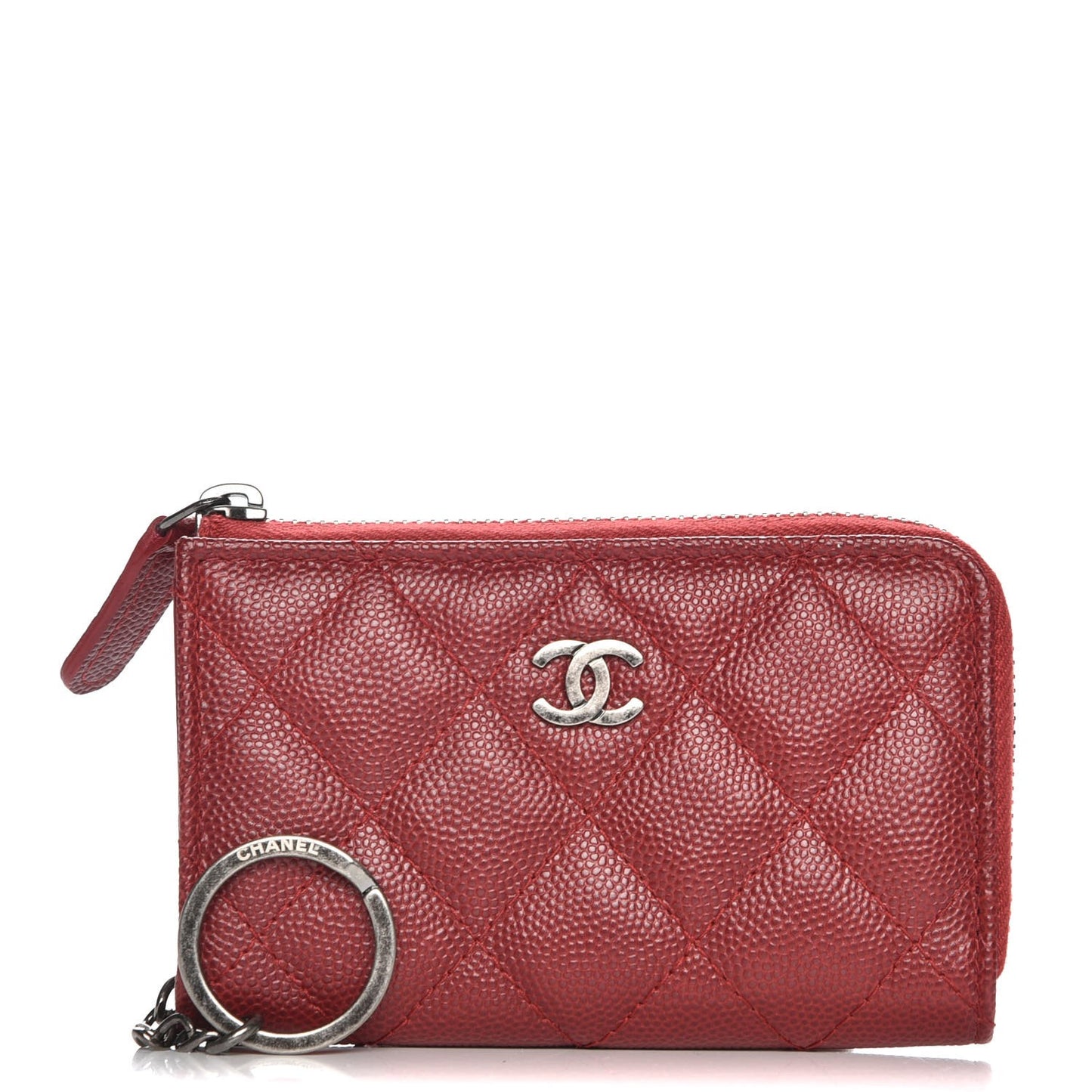 Caviar Quilted Key Holder Case Red