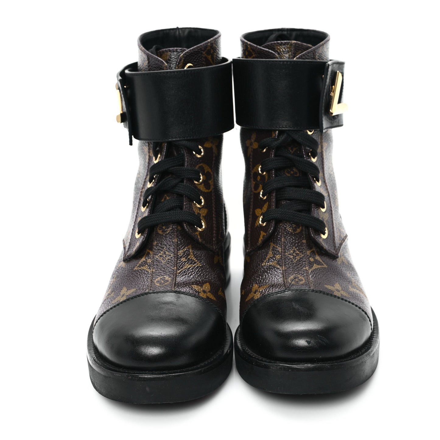 Calfskin Monogram Wonderland Flat Ranger Boots 35.5 Black