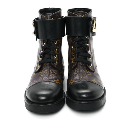 Louis Vuitton Calfskin Monogram Wonderland Flat Ranger Boots 35.5 Black 3 of 9