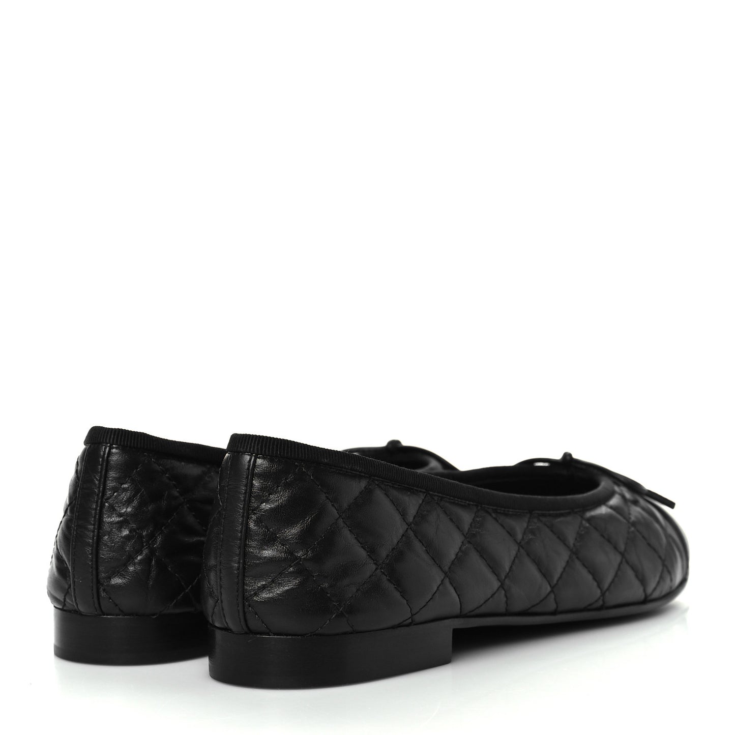 Aged Calfskin Quilted CC Cap Toe Ballerina Flats 40.5 Black