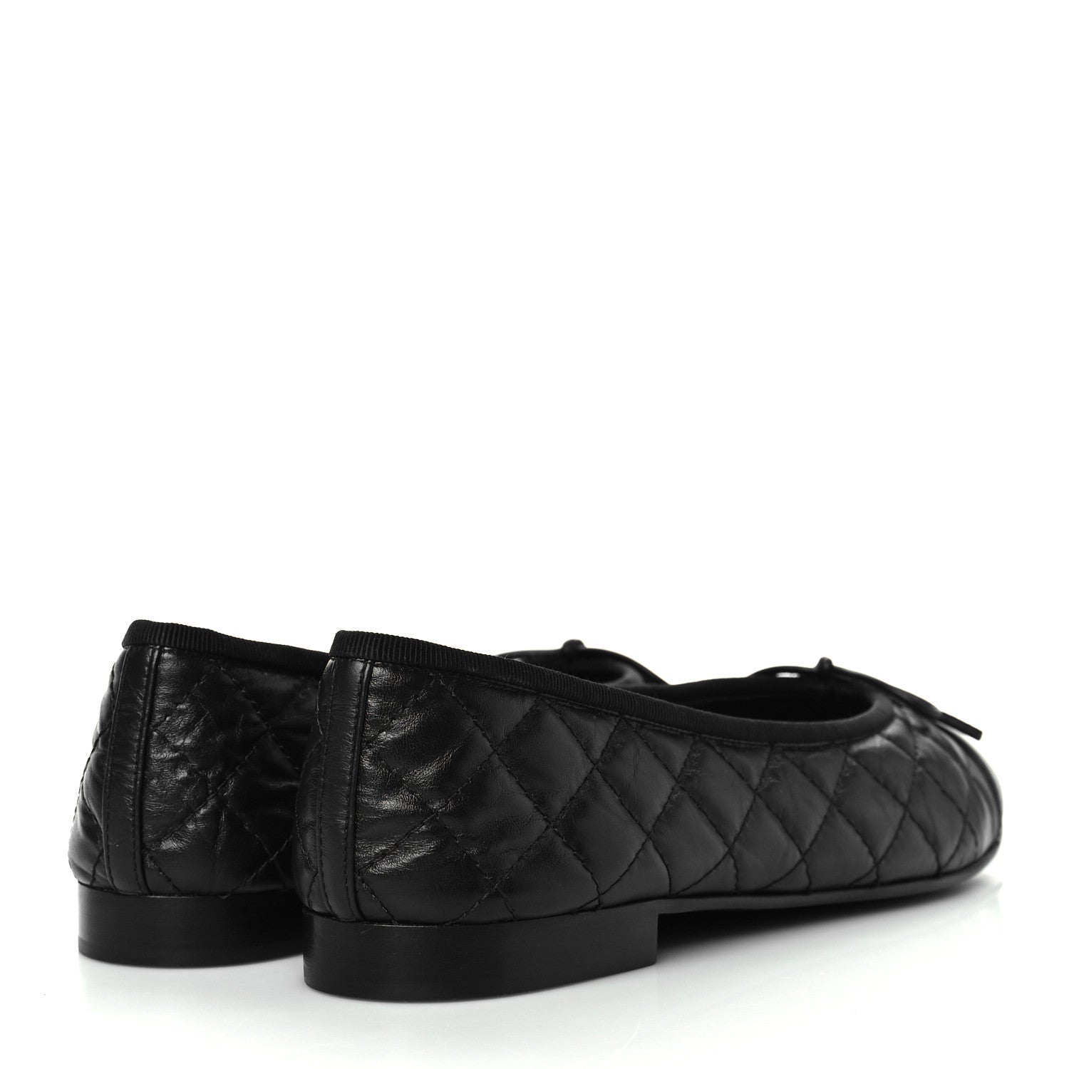 Chanel Aged Calfskin Quilted CC Cap Toe Ballerina Flats 40.5 Black 4 of 8