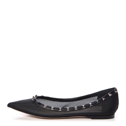Valentino Garavani Mesh Rockstud Ballerina Flats 40 Black 1 of 7