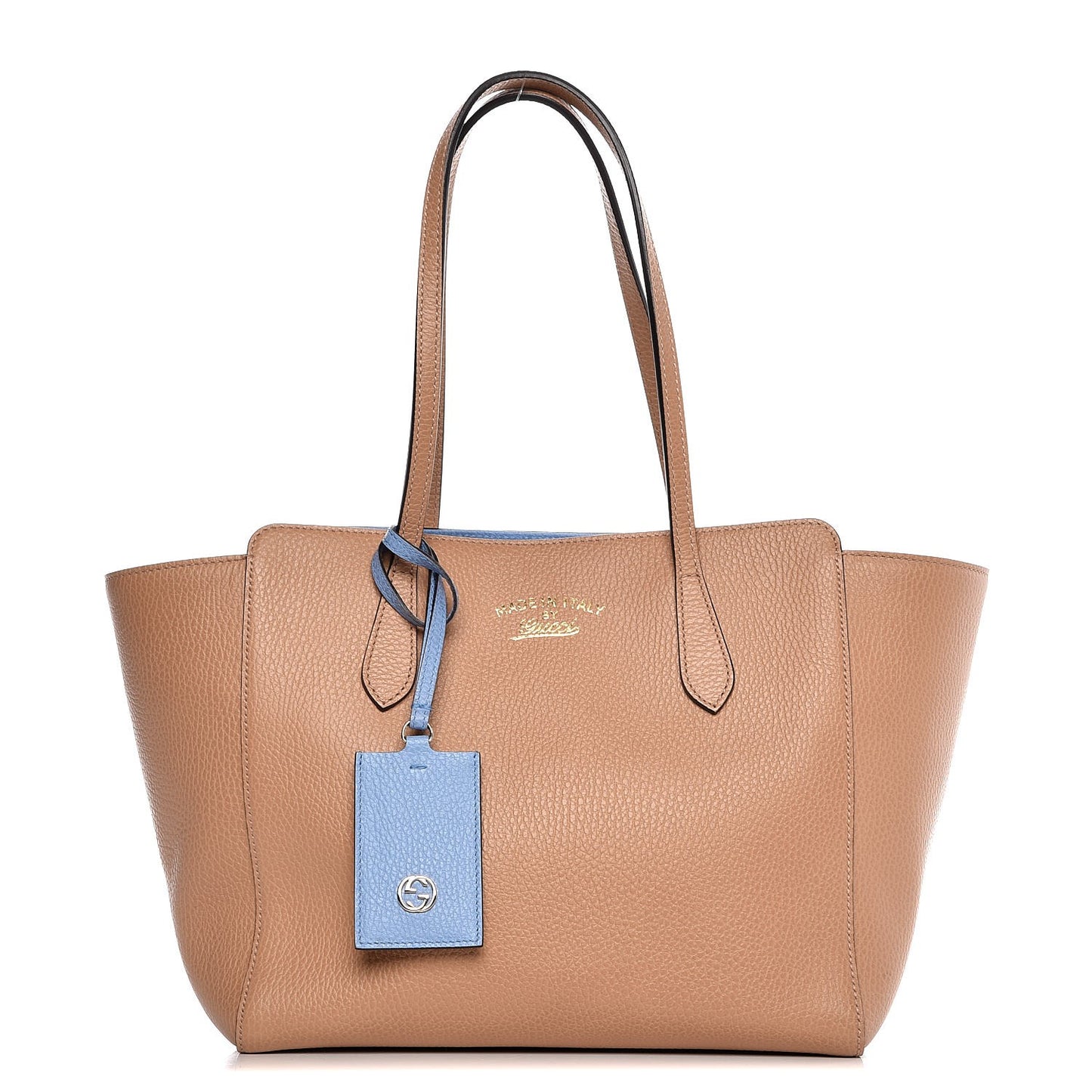 Dollar Calfskin Small Swing Tote Camelia Mineral Blue