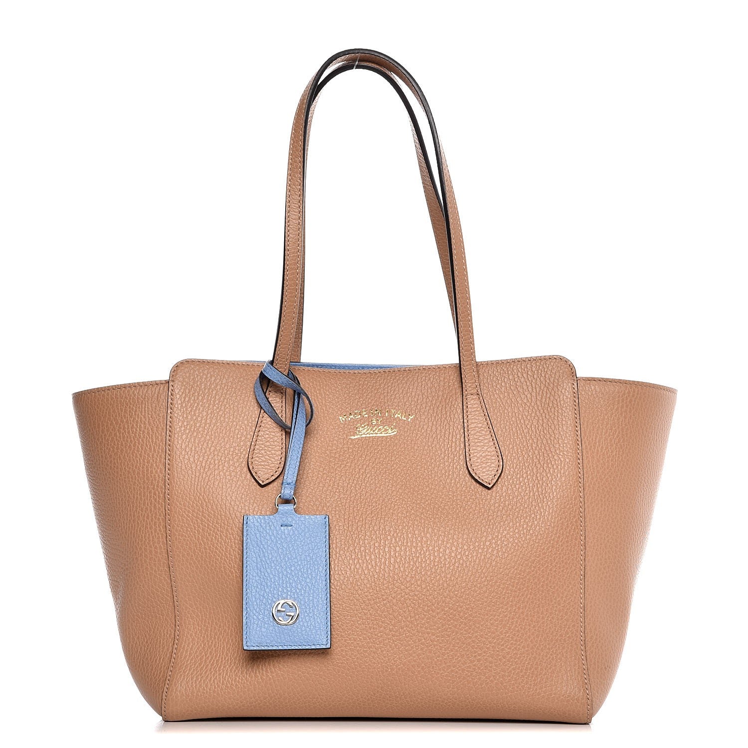 Gucci Dollar Calfskin Small Swing Tote Camelia Mineral Blue 1 of 6