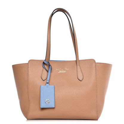 Gucci Dollar Calfskin Small Swing Tote Camelia Mineral Blue 1 of 6
