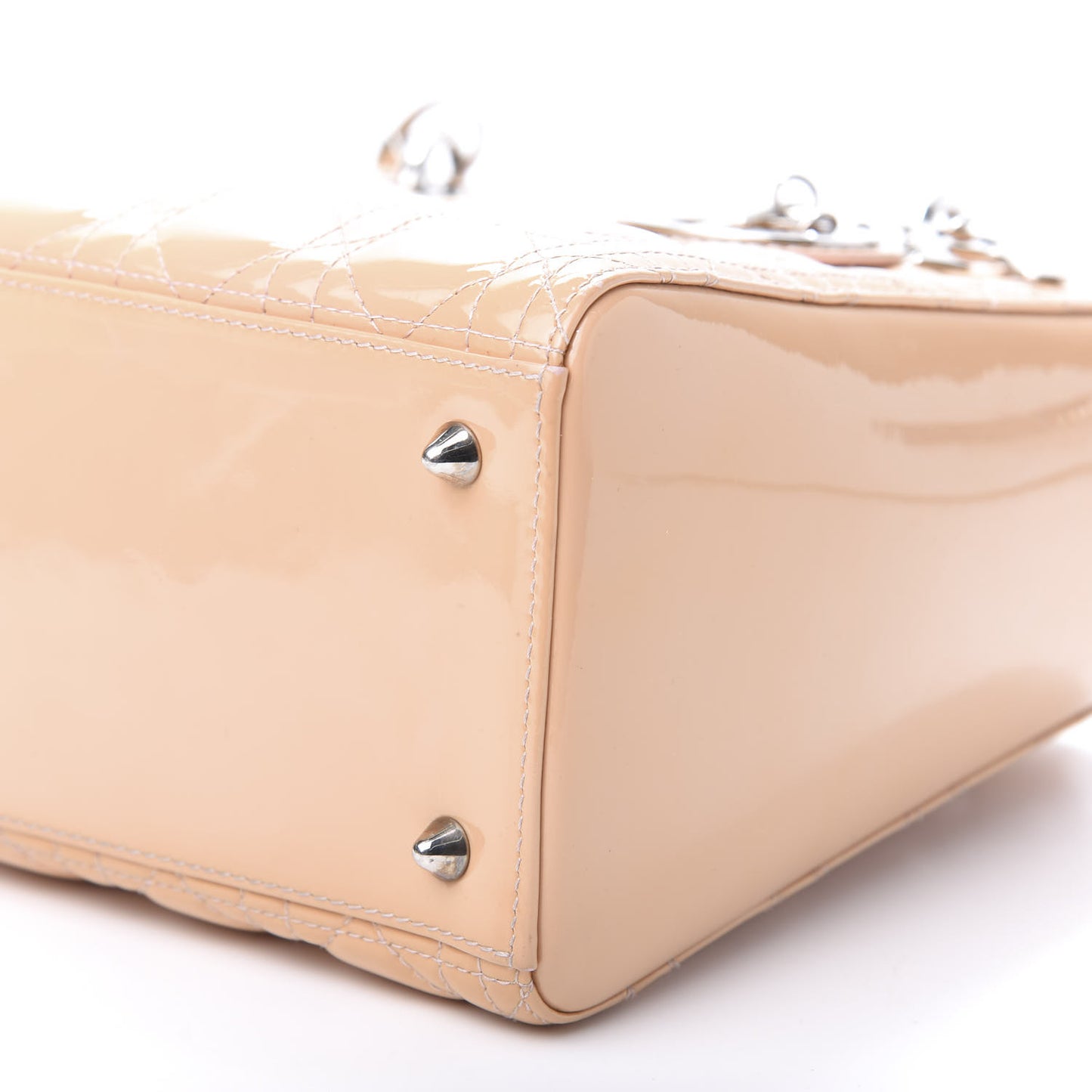 Patent Cannage Medium Lady Dior Beige