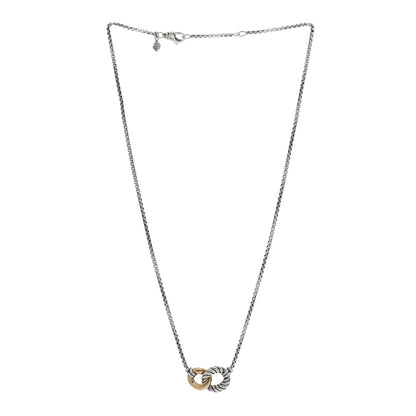 David Yurman Sterling Silver 18K Yellow Gold Belmont Pendant Necklace 3 of 4