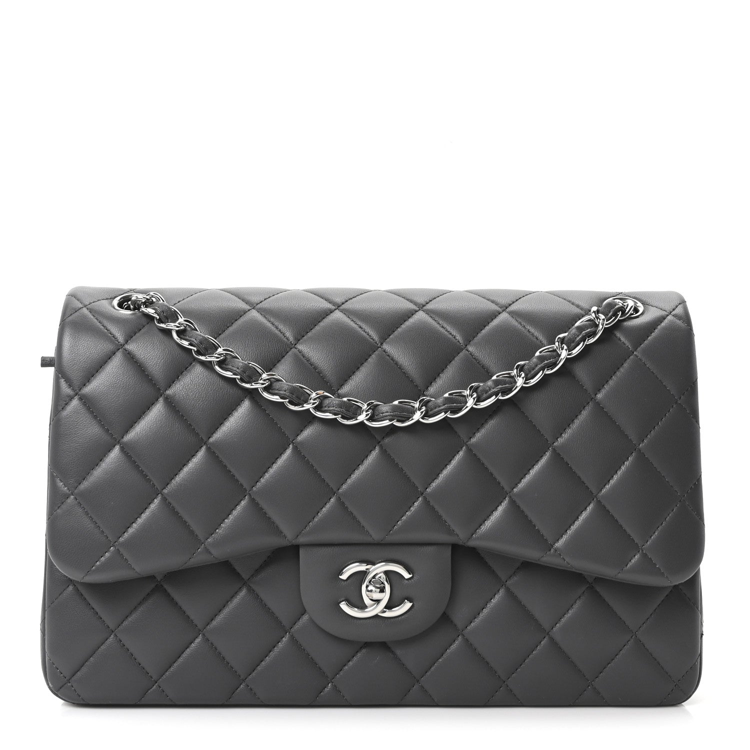 Chanel Lambskin Quilted Jumbo Double Flap Dark Grey 1 of 11