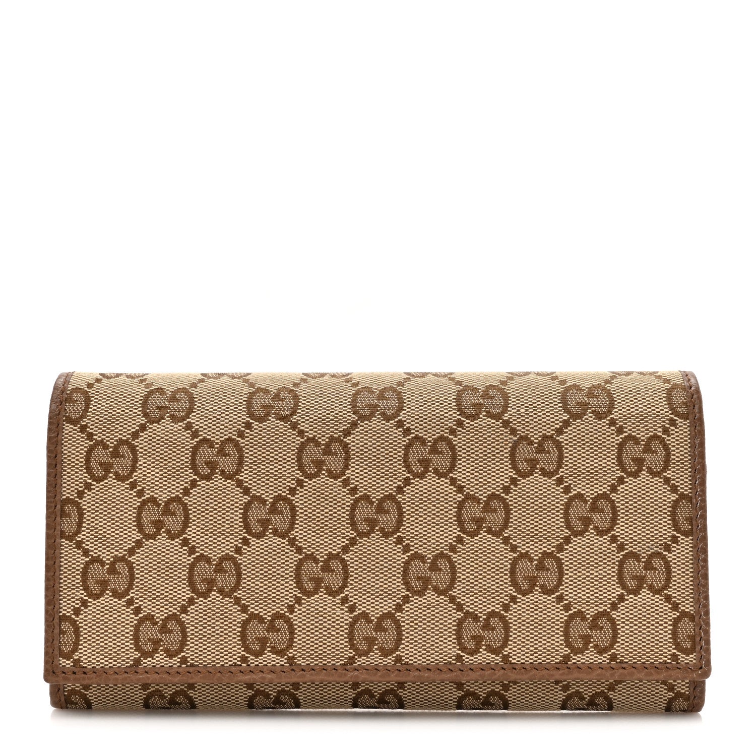 Gucci Monogram Dollar Calfskin Continental Flap Wallet Beige Ebony Tabacco 1 of 7