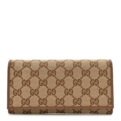 Gucci Monogram Dollar Calfskin Continental Flap Wallet Beige Ebony Tabacco 1 of 7